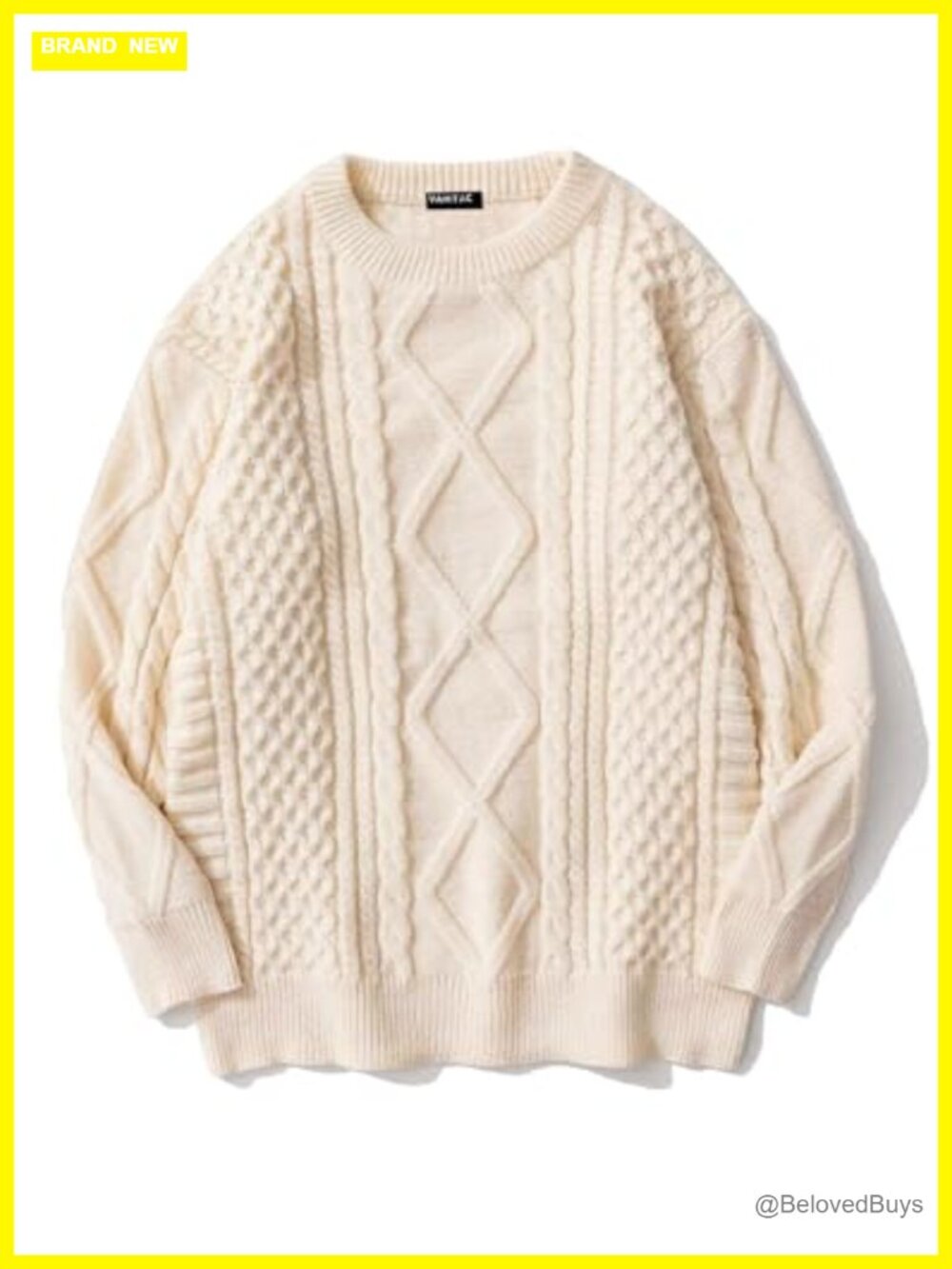 Cable Knit Sweater Women Oversized Pullover Crewneck Woven Long Sleeve
